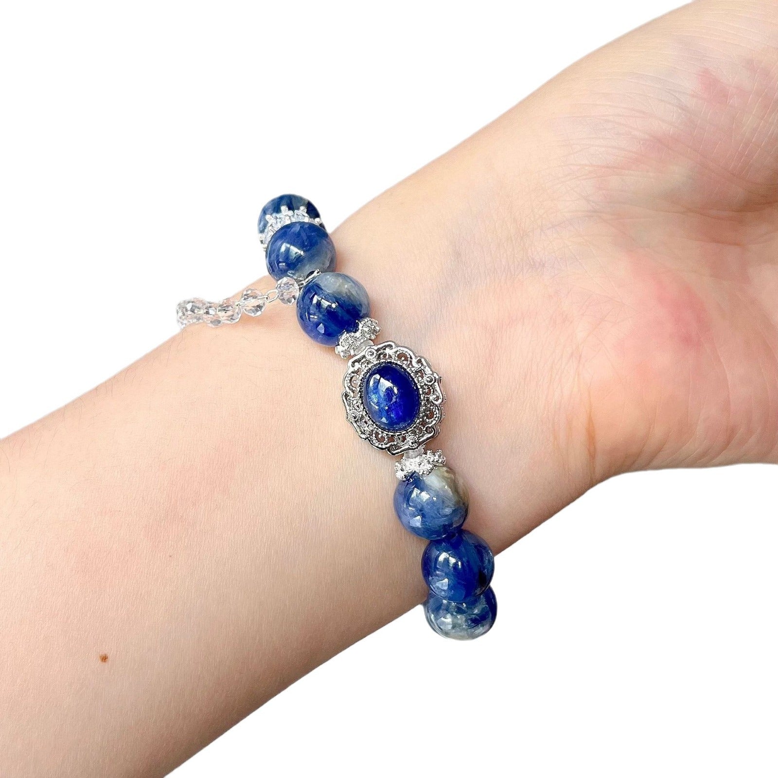 Kyanite bracelet, unique color 10mm round Healing Crystal Bracelet