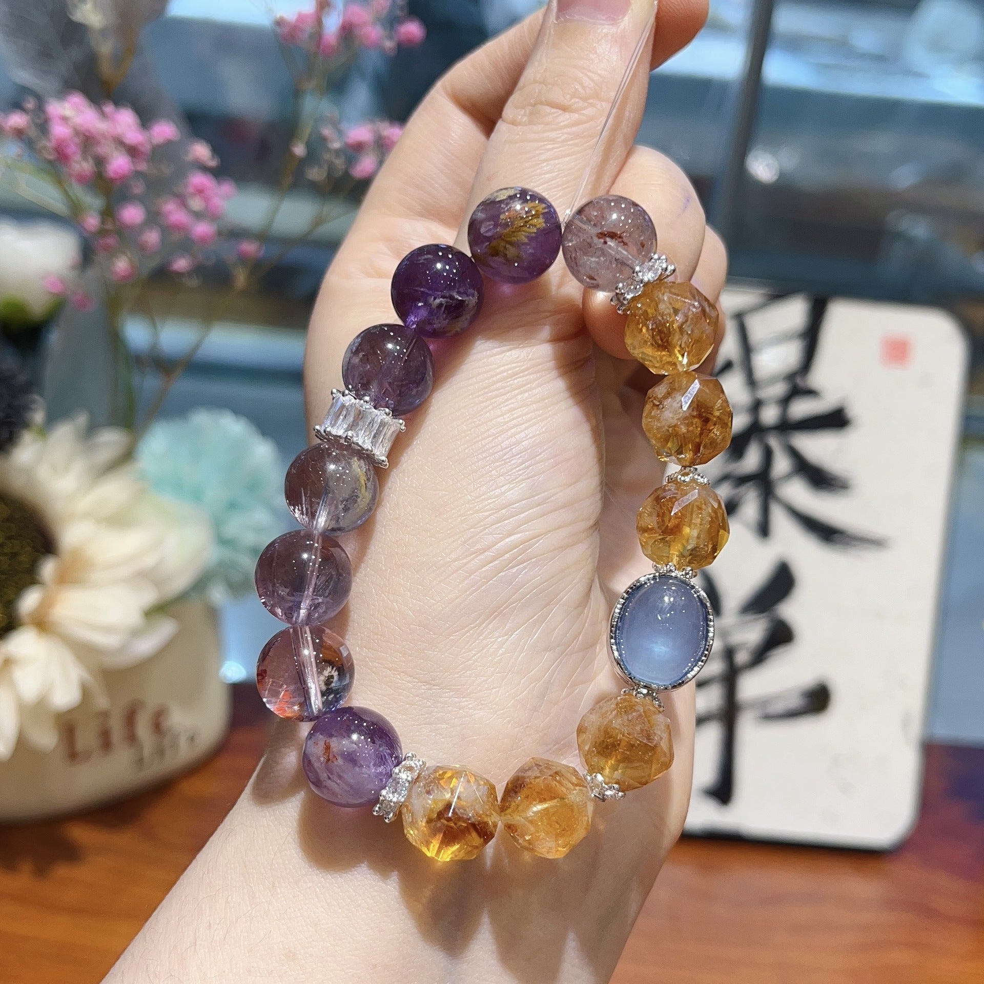 New Nine Purple Separation Fire Large Granular Purple Ghost Single Ring Bracelet Citrine Asai Aquamarine Bracelet Gift