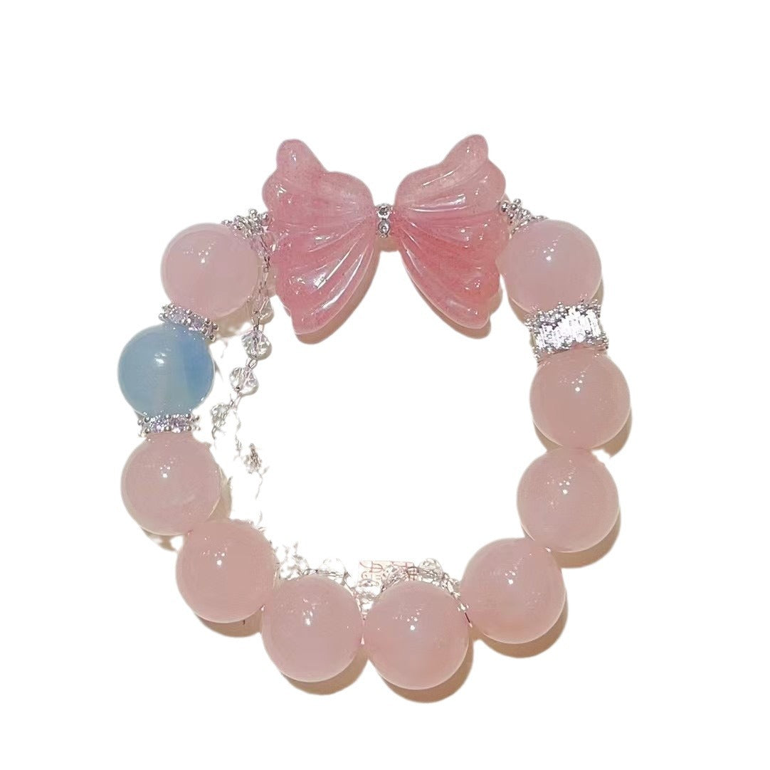 Natural strawberry crystal butterfly wing bracelet