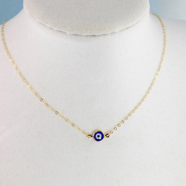Simple Evil Eye Thin Pendant Women Jewelry Necklace Turkish Lucky Fashion Gold Color Choker Chain